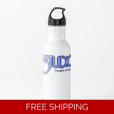 Water Bottle White & Blue Logo TOS Black